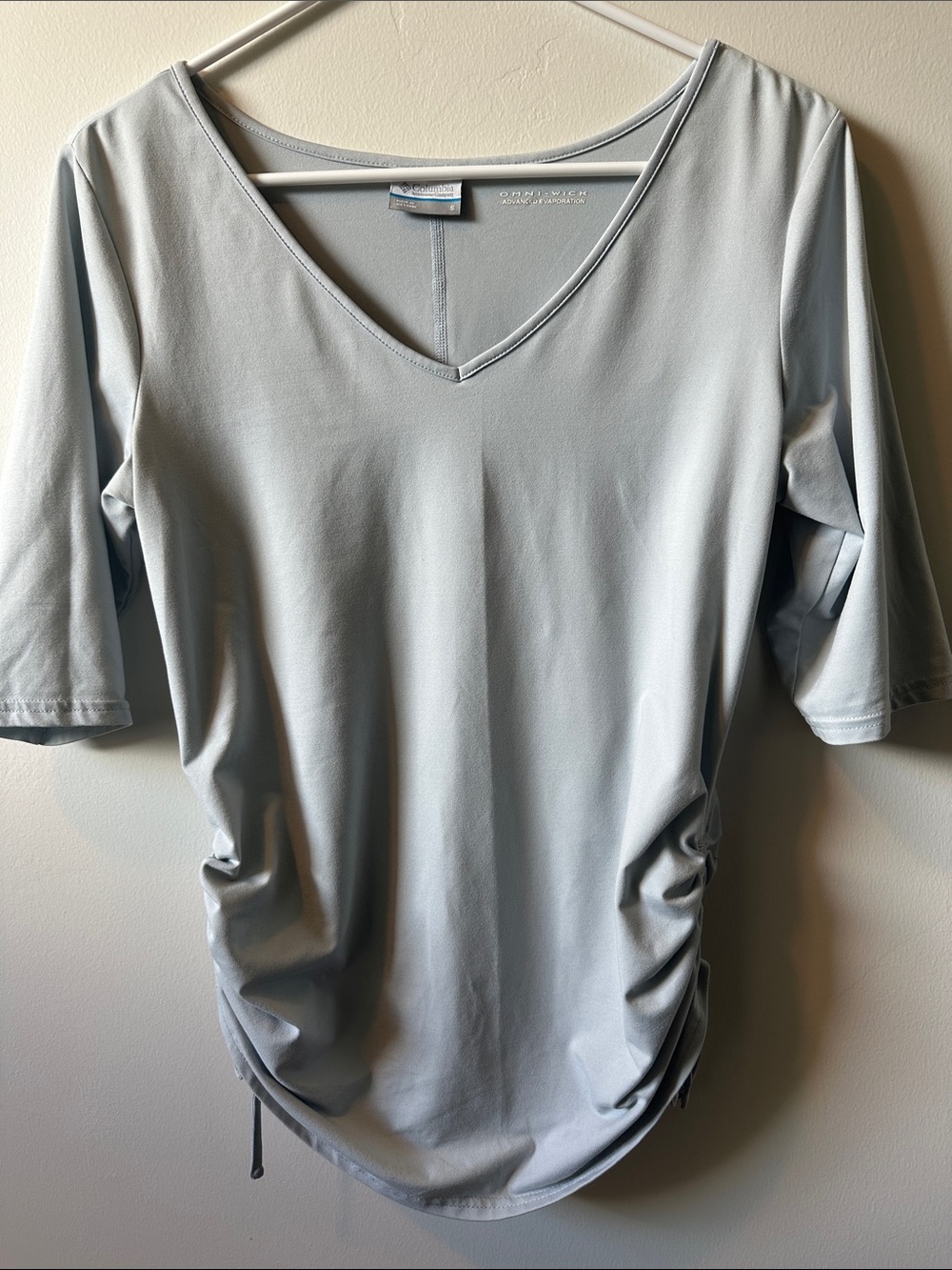 COLUMBIA Ice Blue V-Neck Side-Ruched Top